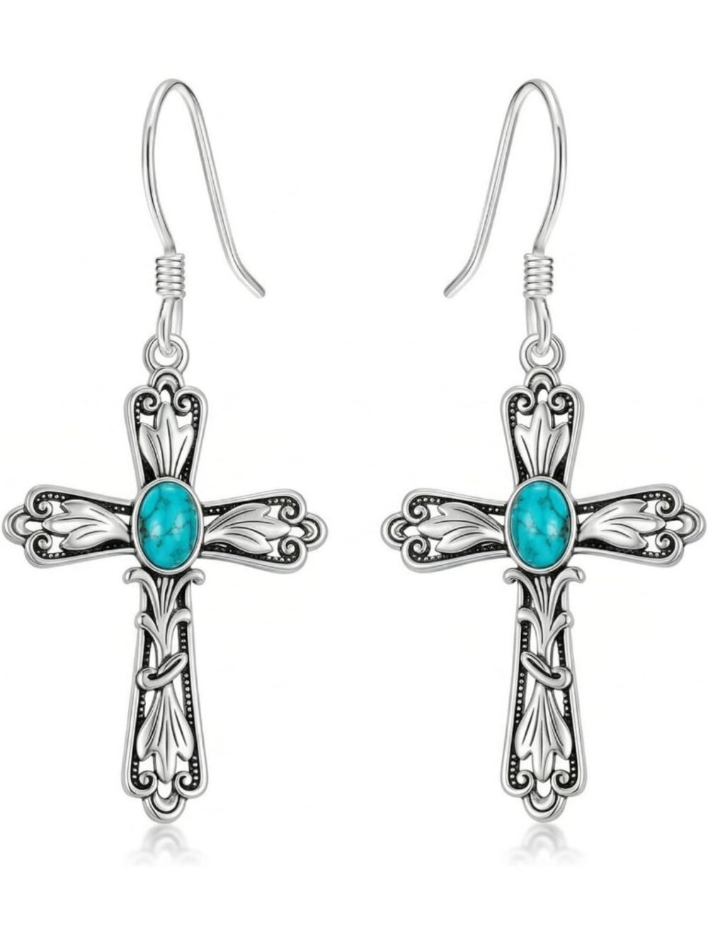 Boho Vintage Natural Turquoise Earrings for Women - 925 Sterling Silver Dangle